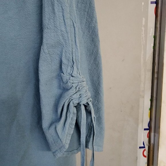 Sea Breeze Top Womens Plus Size Buton Up Collared 100% Cotton Blue Light Weight - Picture 6 of 11